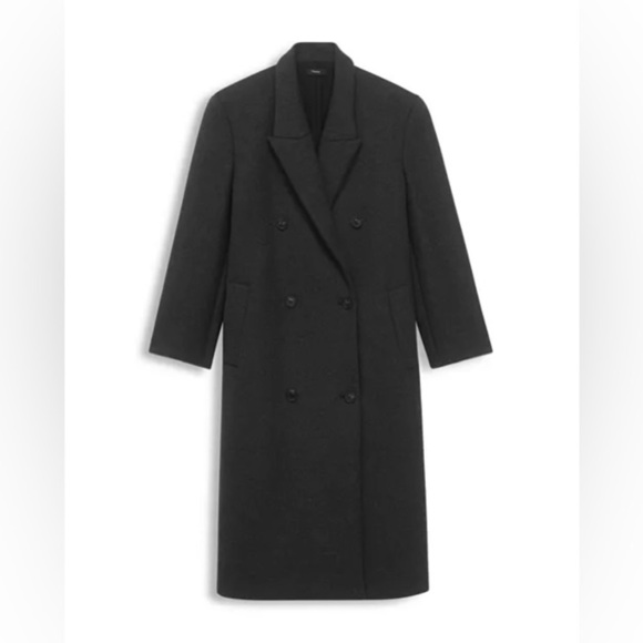 Theory Melton double-breasted wool blend coat charcoal grey - Picture 5 of 8